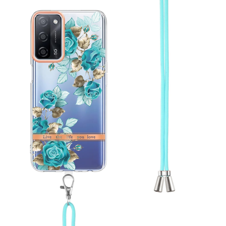 For OPPO A55 5G / A53S 5G / A54 4G / A16 / A54S 4G Flowers Series TPU Phone Case with Lanyard