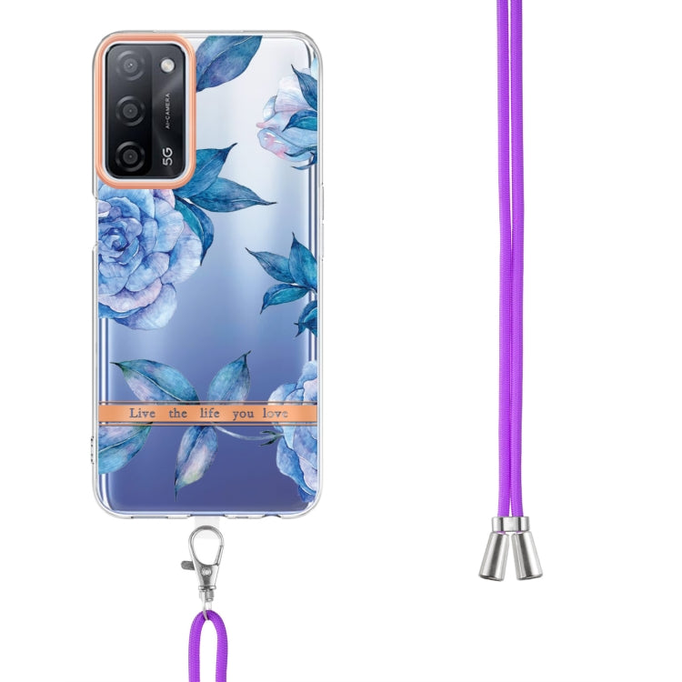 For OPPO A55 5G / A53S 5G / A54 4G / A16 / A54S 4G Flowers Series TPU Phone Case with Lanyard
