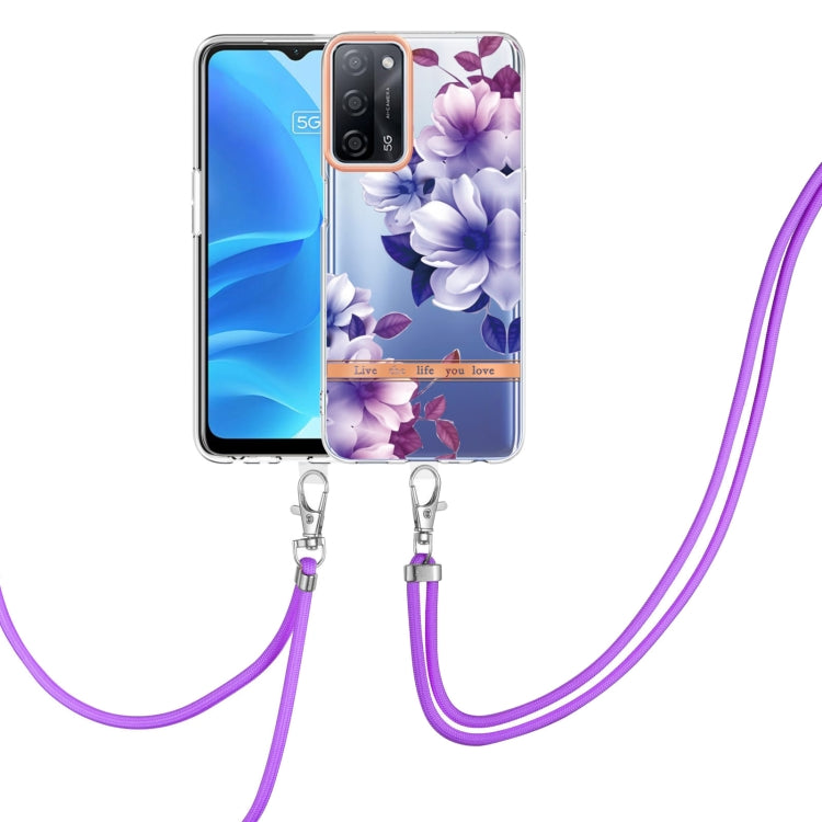 For OPPO A55 5G / A53S 5G / A54 4G / A16 / A54S 4G Flowers Series TPU Phone Case with Lanyard