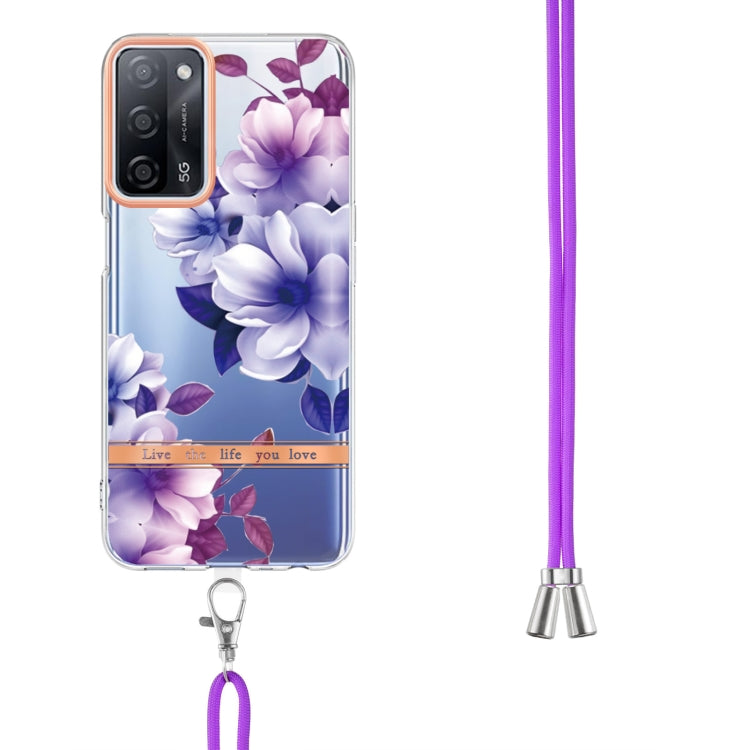 For OPPO A55 5G / A53S 5G / A54 4G / A16 / A54S 4G Flowers Series TPU Phone Case with Lanyard