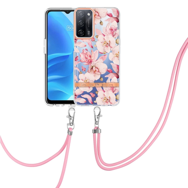 For OPPO A55 5G / A53S 5G / A54 4G / A16 / A54S 4G Flowers Series TPU Phone Case with Lanyard