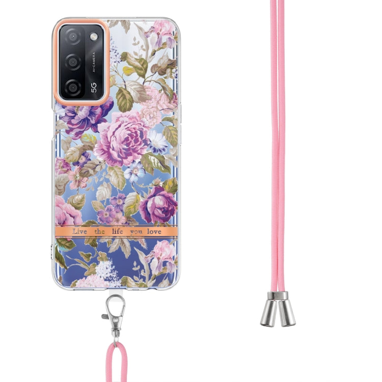 For OPPO A55 5G / A53S 5G / A54 4G / A16 / A54S 4G Flowers Series TPU Phone Case with Lanyard