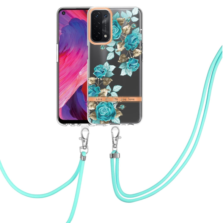 For OPPO A74 5G / A93 5G / A54 5G / A93S 5G Flowers Series TPU Phone Case with Lanyard