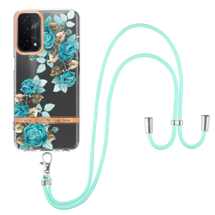 For OPPO A74 5G / A93 5G / A54 5G / A93S 5G Flowers Series TPU Phone Case with Lanyard