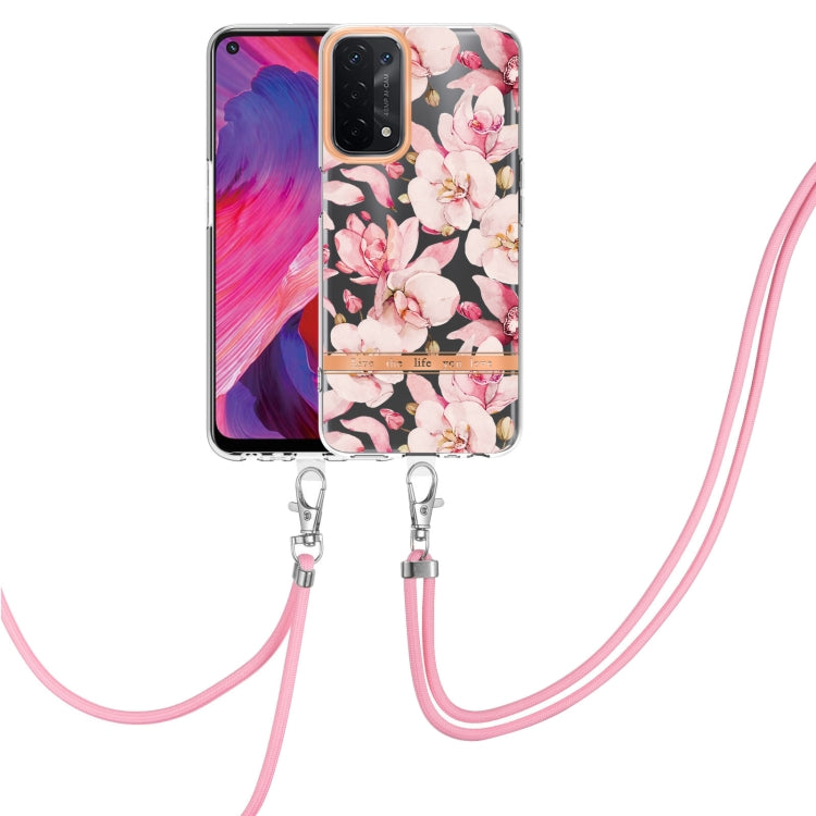 For OPPO A74 5G / A93 5G / A54 5G / A93S 5G Flowers Series TPU Phone Case with Lanyard