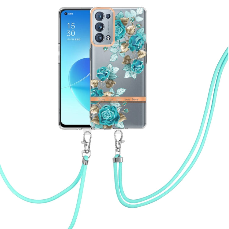 For OPPO Reno6 Pro+ 5G Flowers Series TPU Phone Case with Lanyard