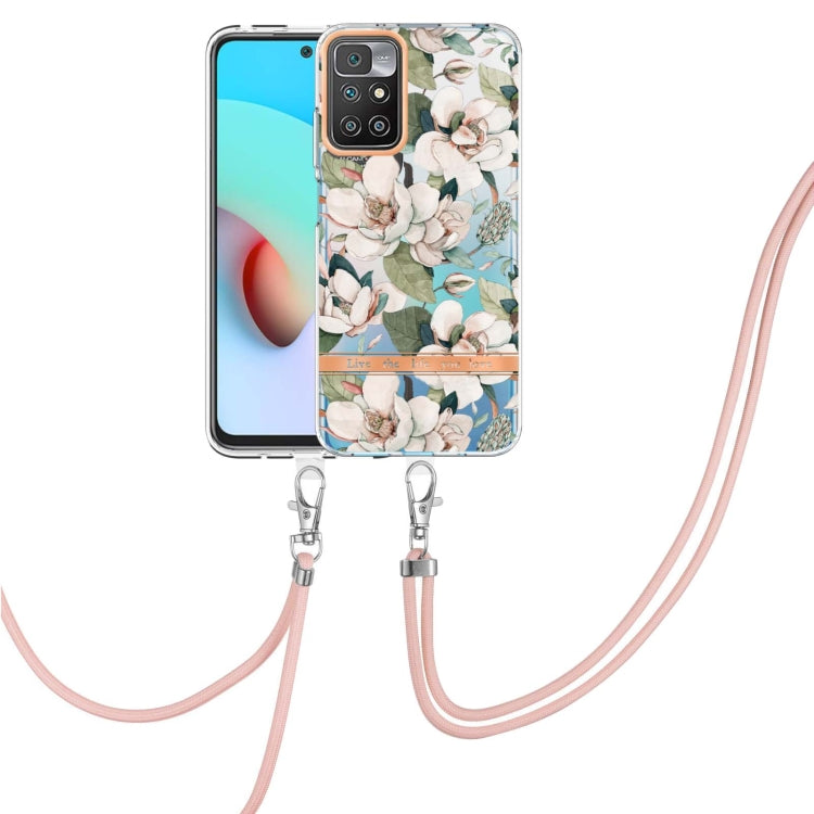 For Xiaomi Redmi 10 Flowers Series TPU Phone Case with Lanyard