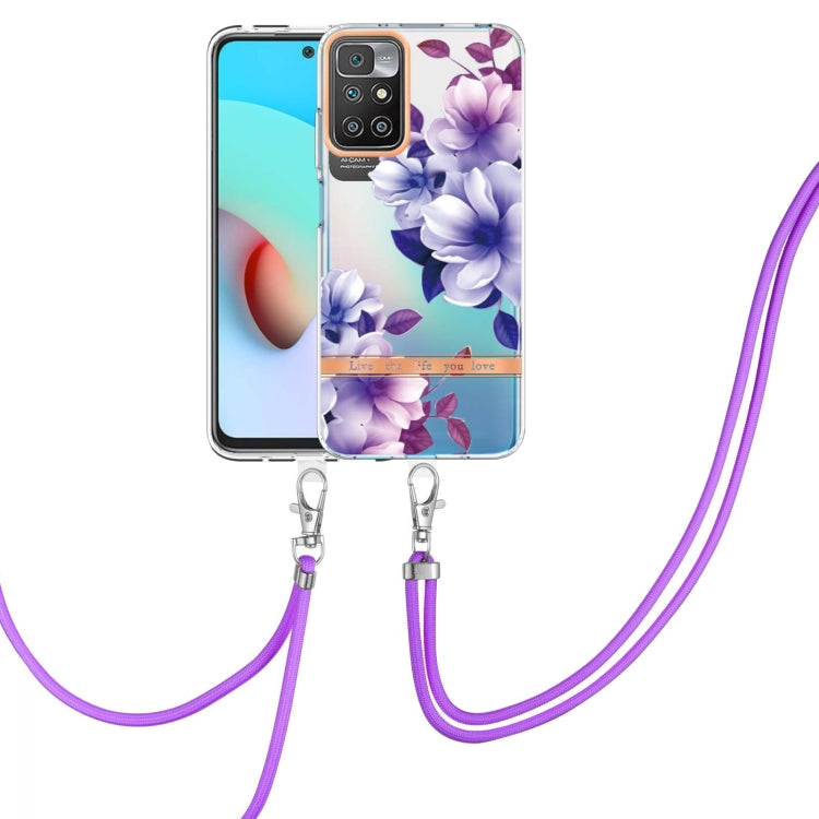 For Xiaomi Redmi 10 Flowers Series TPU Phone Case with Lanyard