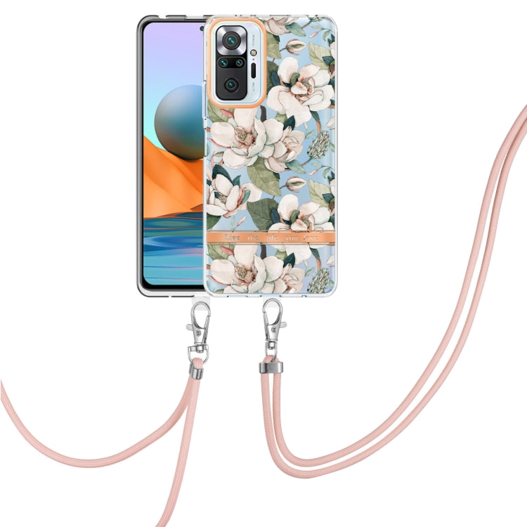 For Xiaomi Redmi Note 10 Pro Max / Note 10 Pro Flowers Series TPU Phone Case with Lanyard