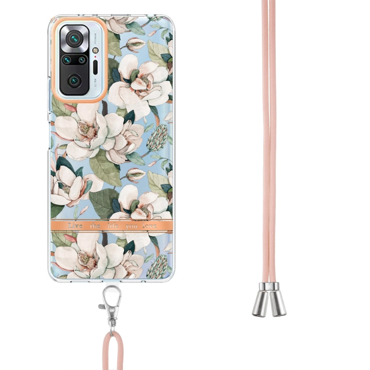 For Xiaomi Redmi Note 10 Pro Max / Note 10 Pro Flowers Series TPU Phone Case with Lanyard
