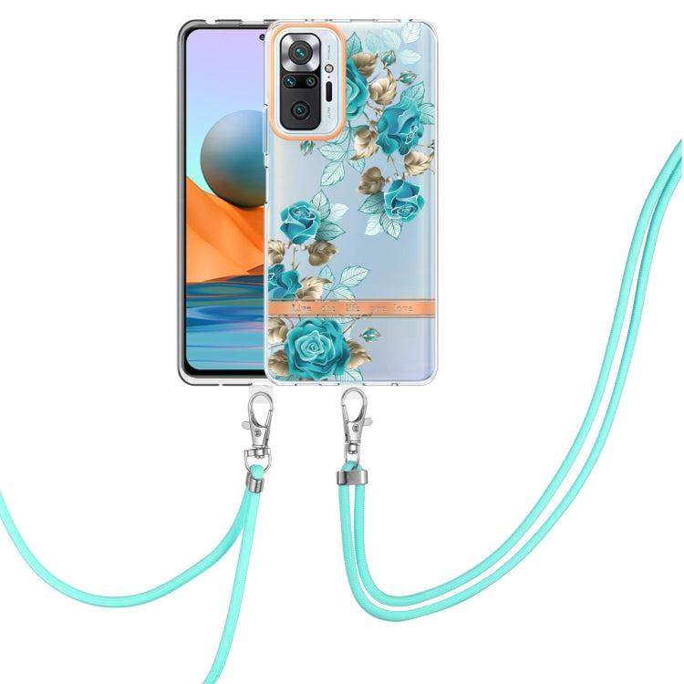 For Xiaomi Redmi Note 10 Pro Max / Note 10 Pro Flowers Series TPU Phone Case with Lanyard