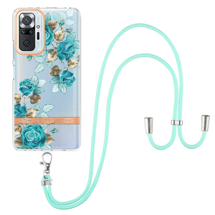 For Xiaomi Redmi Note 10 Pro Max / Note 10 Pro Flowers Series TPU Phone Case with Lanyard