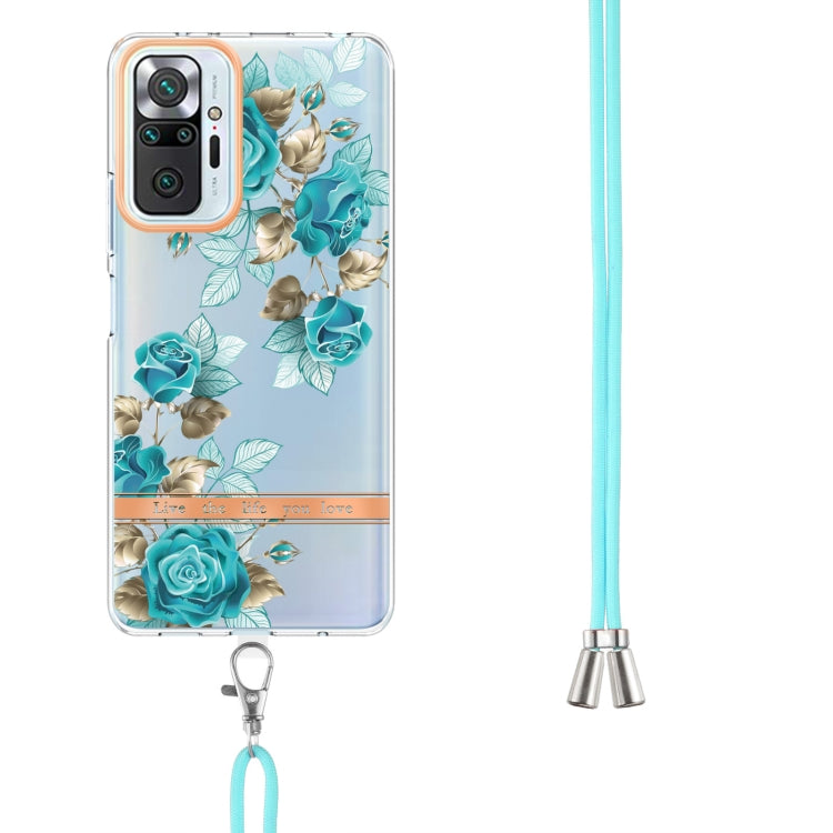 For Xiaomi Redmi Note 10 Pro Max / Note 10 Pro Flowers Series TPU Phone Case with Lanyard
