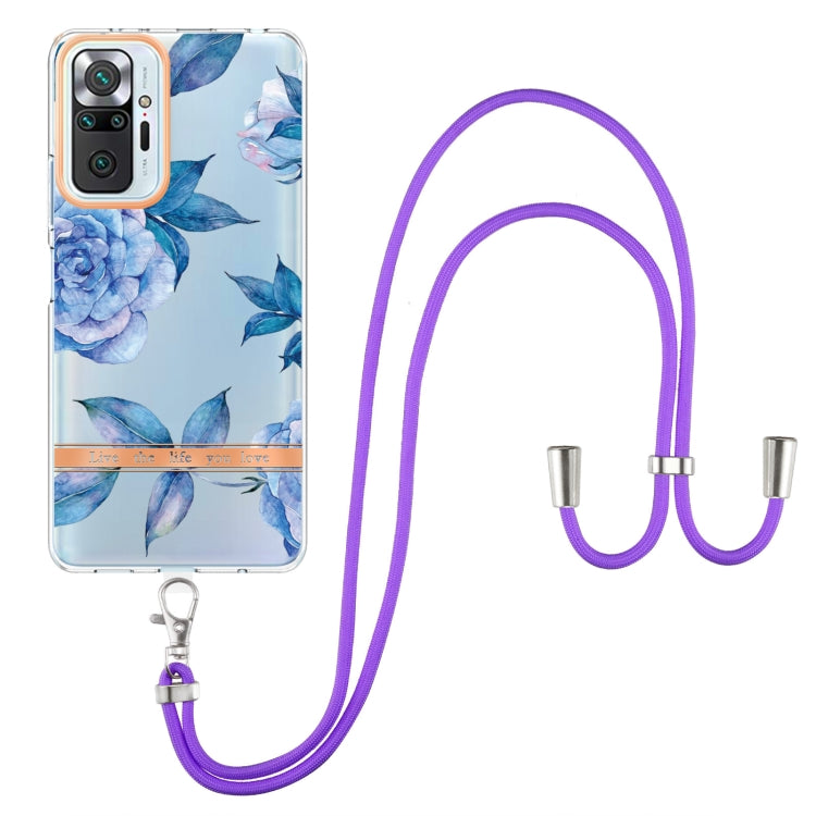 For Xiaomi Redmi Note 10 Pro Max / Note 10 Pro Flowers Series TPU Phone Case with Lanyard