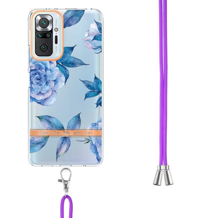 For Xiaomi Redmi Note 10 Pro Max / Note 10 Pro Flowers Series TPU Phone Case with Lanyard