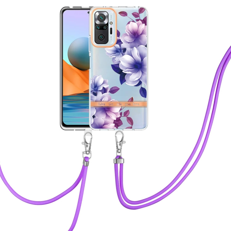 For Xiaomi Redmi Note 10 Pro Max / Note 10 Pro Flowers Series TPU Phone Case with Lanyard