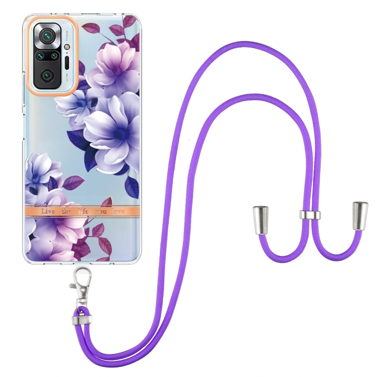 For Xiaomi Redmi Note 10 Pro Max / Note 10 Pro Flowers Series TPU Phone Case with Lanyard