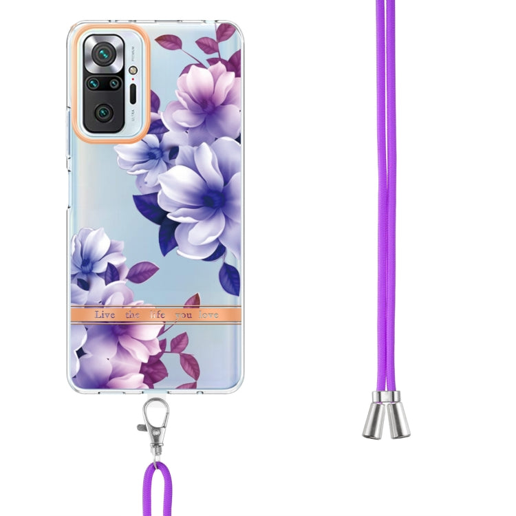 For Xiaomi Redmi Note 10 Pro Max / Note 10 Pro Flowers Series TPU Phone Case with Lanyard