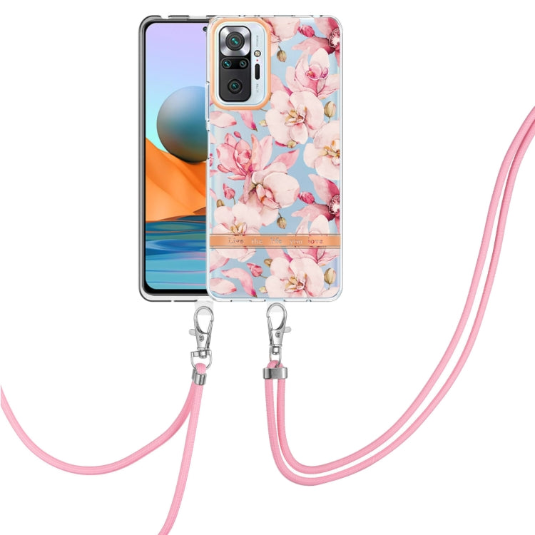 For Xiaomi Redmi Note 10 Pro Max / Note 10 Pro Flowers Series TPU Phone Case with Lanyard