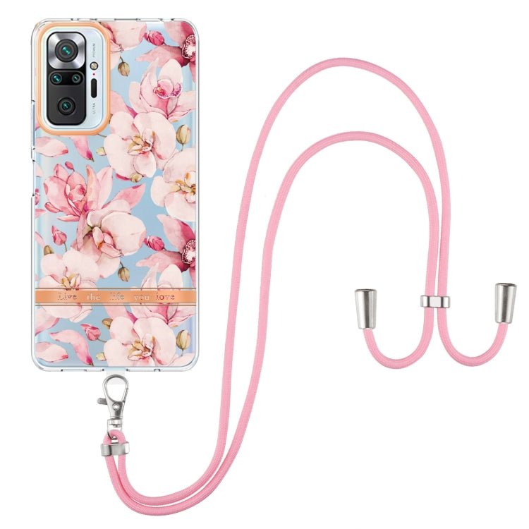For Xiaomi Redmi Note 10 Pro Max / Note 10 Pro Flowers Series TPU Phone Case with Lanyard
