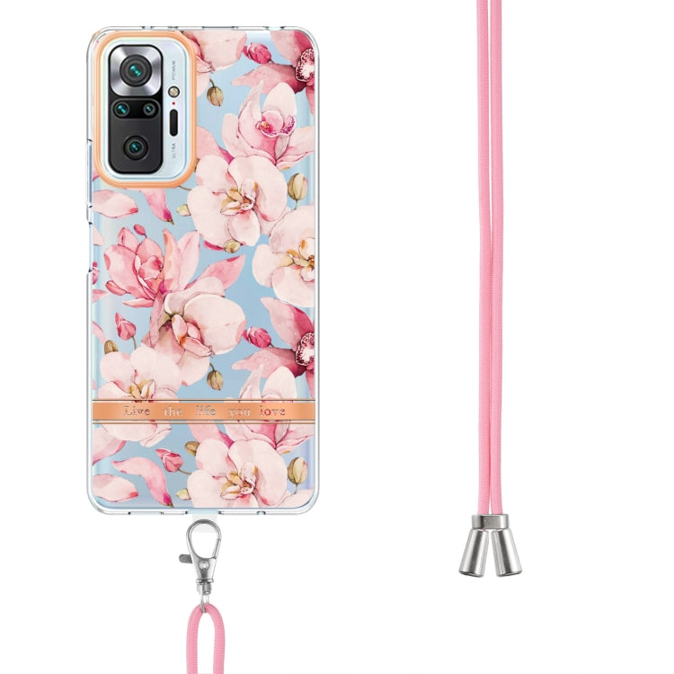 For Xiaomi Redmi Note 10 Pro Max / Note 10 Pro Flowers Series TPU Phone Case with Lanyard