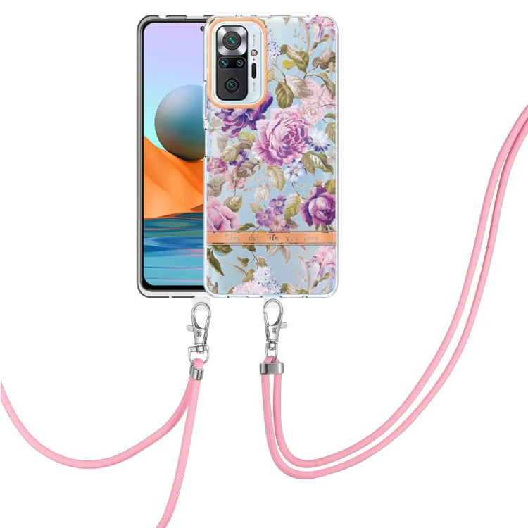 For Xiaomi Redmi Note 10 Pro Max / Note 10 Pro Flowers Series TPU Phone Case with Lanyard