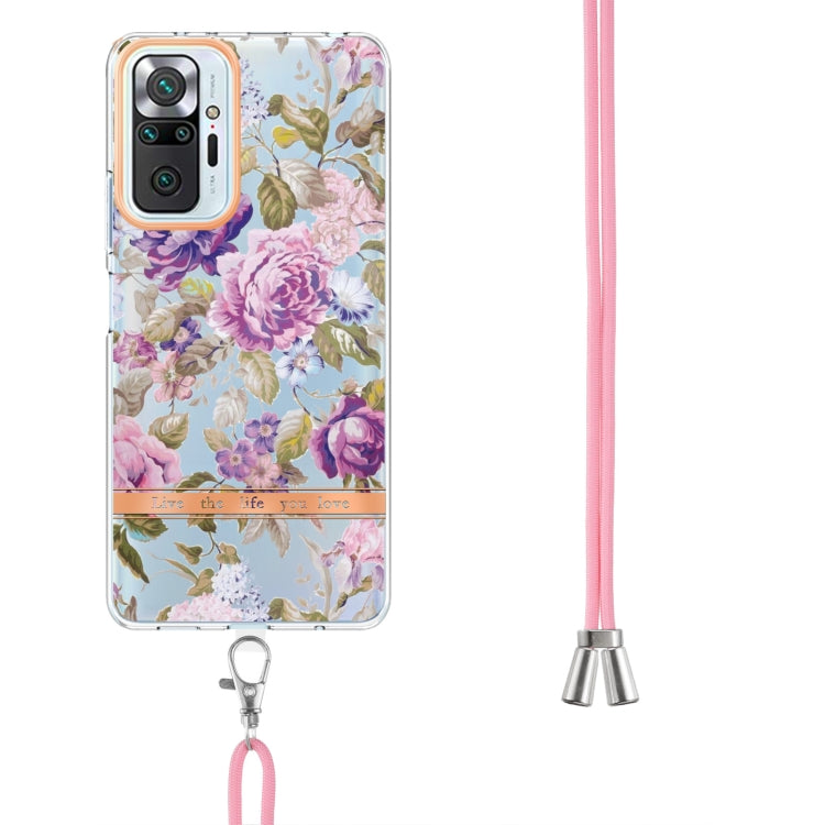 For Xiaomi Redmi Note 10 Pro Max / Note 10 Pro Flowers Series TPU Phone Case with Lanyard