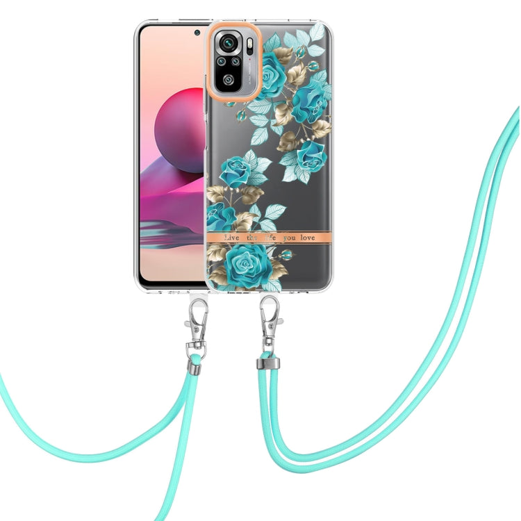 For Xiaomi Redmi Note 10s / Note 10 4G Flowers Series TPU Phone Case with Lanyard
