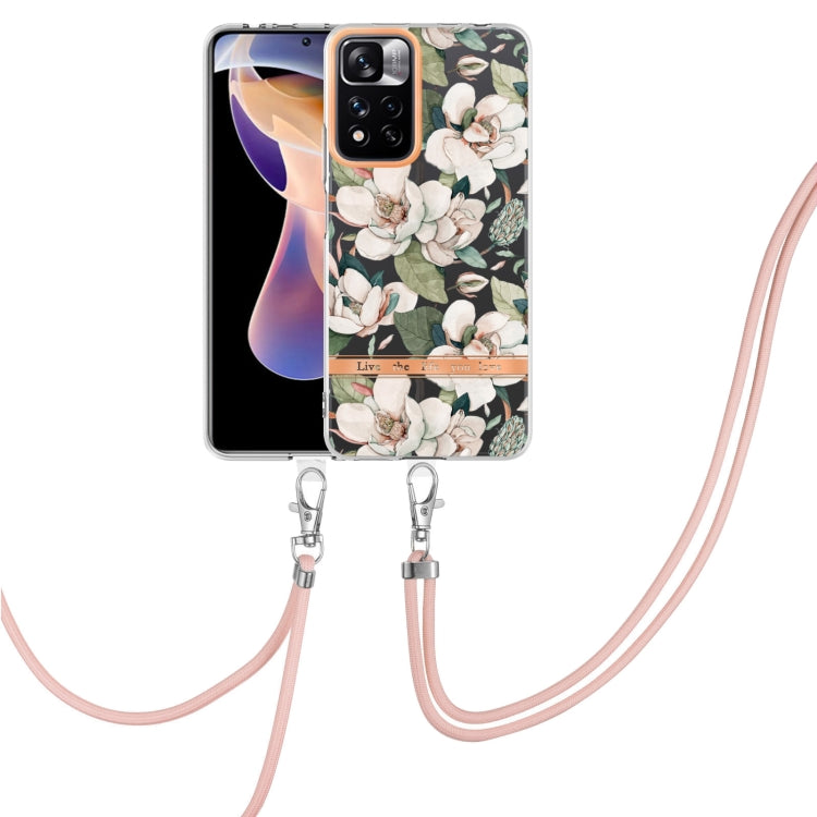 For Xiaomi Redmi Note 11 Pro / Redmi Note 11 Pro+ Flowers Series TPU Phone Case with Lanyard