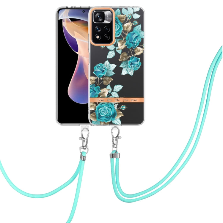 For Xiaomi Redmi Note 11 Pro / Redmi Note 11 Pro+ Flowers Series TPU Phone Case with Lanyard