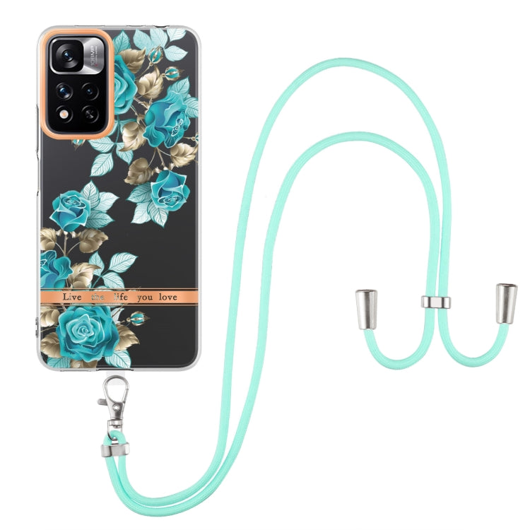 For Xiaomi Redmi Note 11 Pro / Redmi Note 11 Pro+ Flowers Series TPU Phone Case with Lanyard