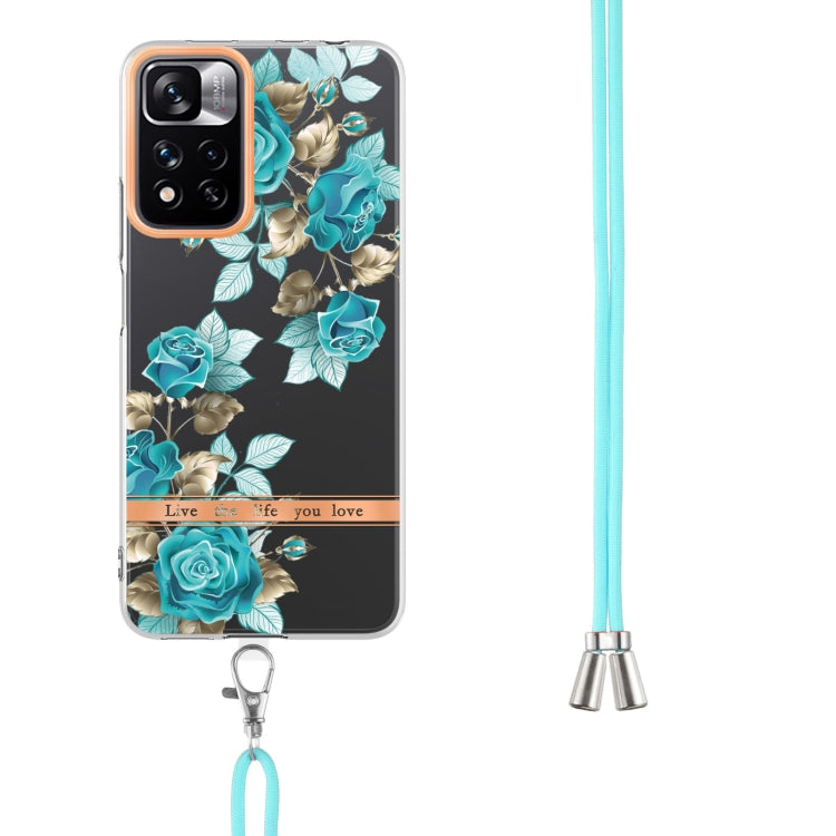 For Xiaomi Redmi Note 11 Pro / Redmi Note 11 Pro+ Flowers Series TPU Phone Case with Lanyard