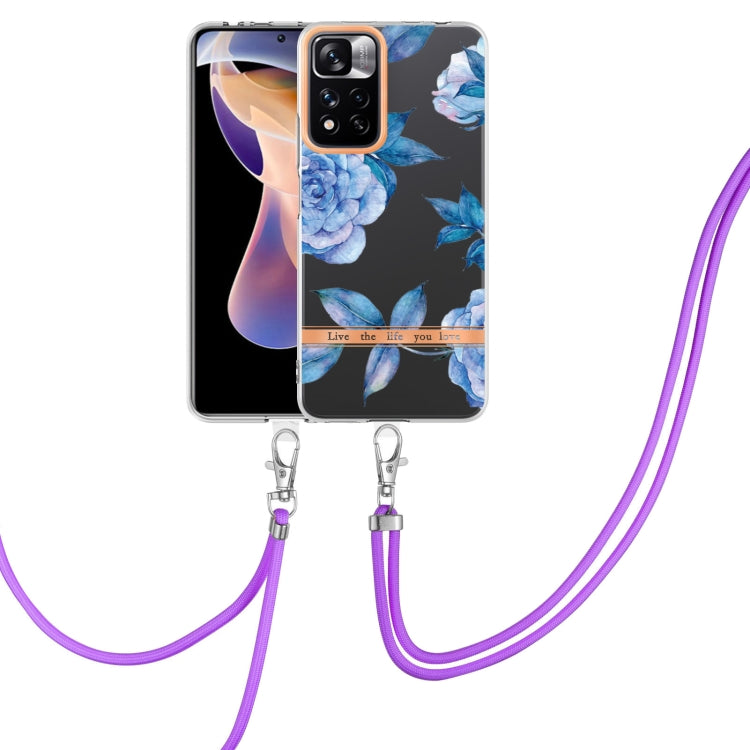 For Xiaomi Redmi Note 11 Pro / Redmi Note 11 Pro+ Flowers Series TPU Phone Case with Lanyard