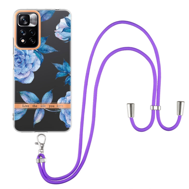 For Xiaomi Redmi Note 11 Pro / Redmi Note 11 Pro+ Flowers Series TPU Phone Case with Lanyard