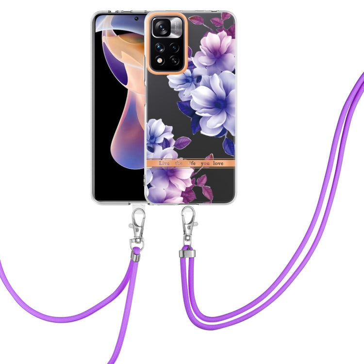 For Xiaomi Redmi Note 11 Pro / Redmi Note 11 Pro+ Flowers Series TPU Phone Case with Lanyard