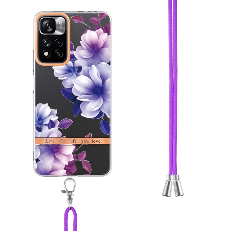 For Xiaomi Redmi Note 11 Pro / Redmi Note 11 Pro+ Flowers Series TPU Phone Case with Lanyard