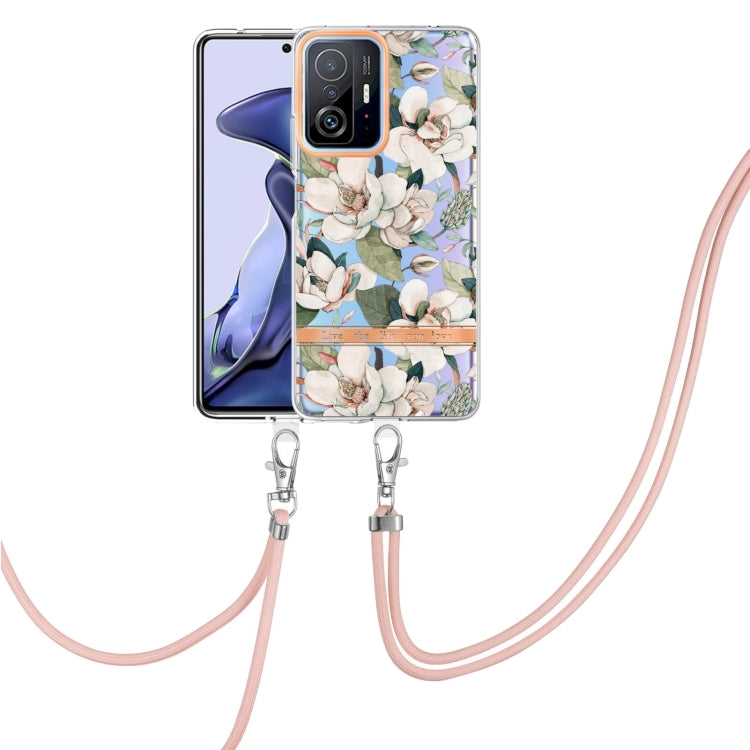 For Xiaomi Mi 11T Flowers Series TPU Phone Case with Lanyard