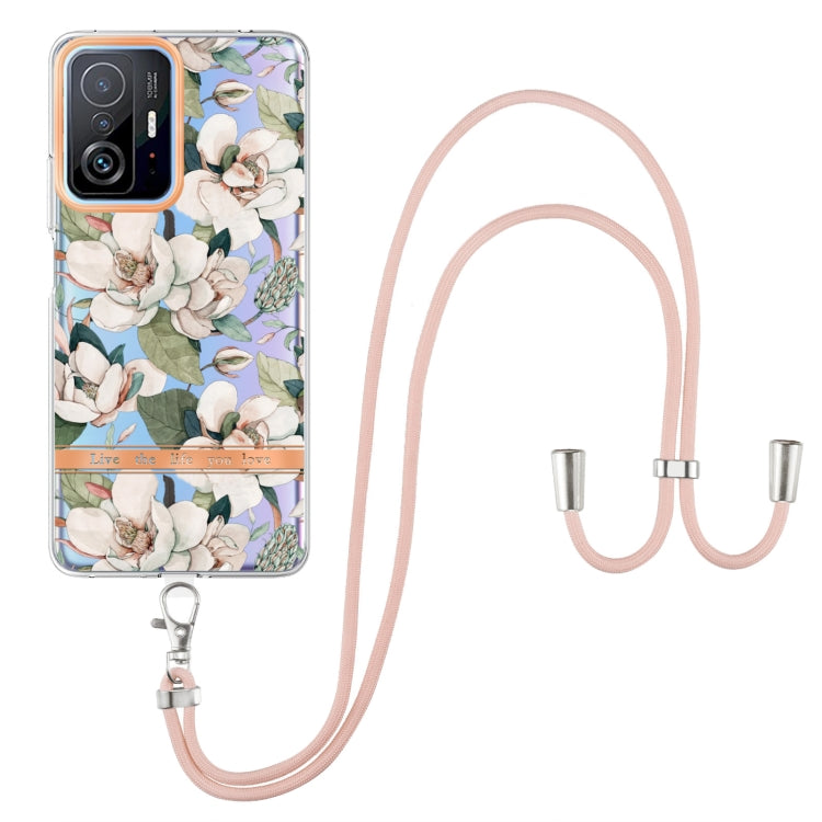 For Xiaomi Mi 11T Flowers Series TPU Phone Case with Lanyard