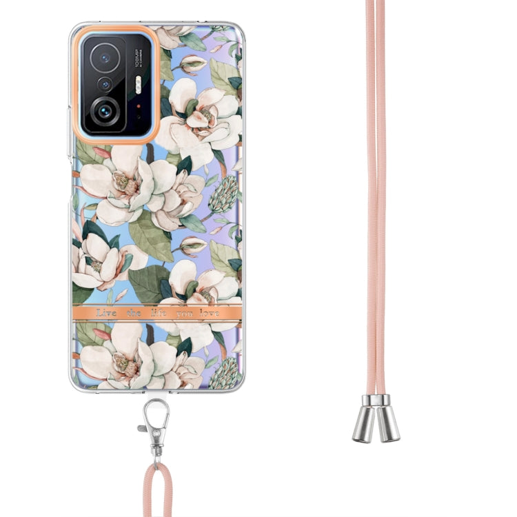 For Xiaomi Mi 11T Flowers Series TPU Phone Case with Lanyard