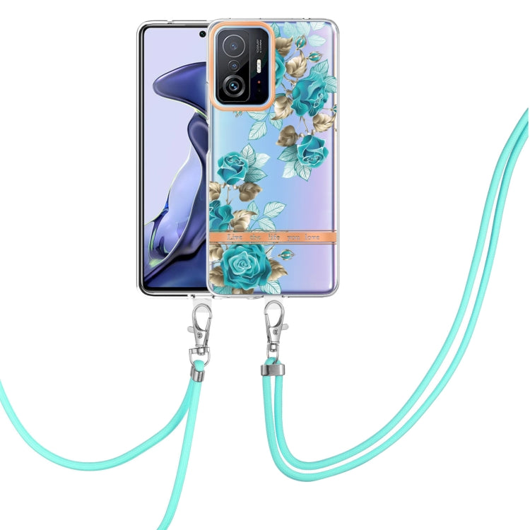For Xiaomi Mi 11T Flowers Series TPU Phone Case with Lanyard