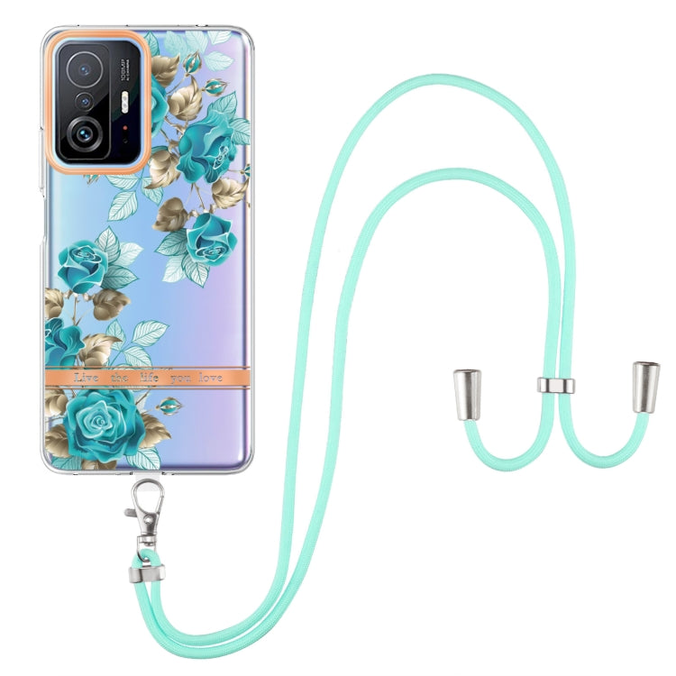 For Xiaomi Mi 11T Flowers Series TPU Phone Case with Lanyard