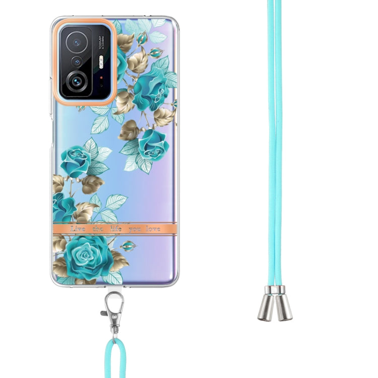 For Xiaomi Mi 11T Flowers Series TPU Phone Case with Lanyard