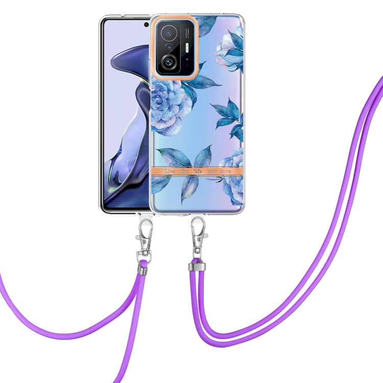 For Xiaomi Mi 11T Flowers Series TPU Phone Case with Lanyard