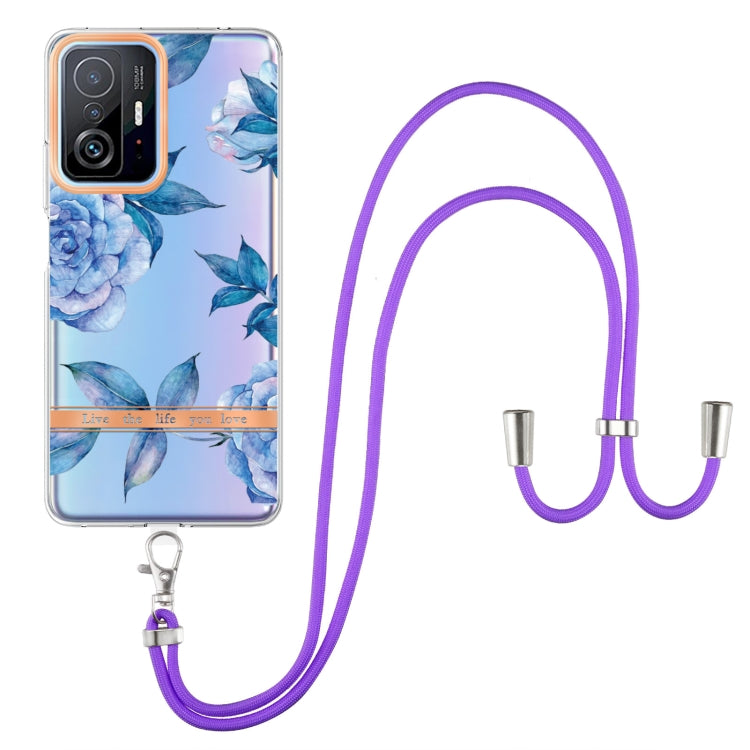 For Xiaomi Mi 11T Flowers Series TPU Phone Case with Lanyard