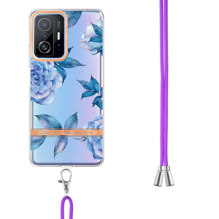 For Xiaomi Mi 11T Flowers Series TPU Phone Case with Lanyard
