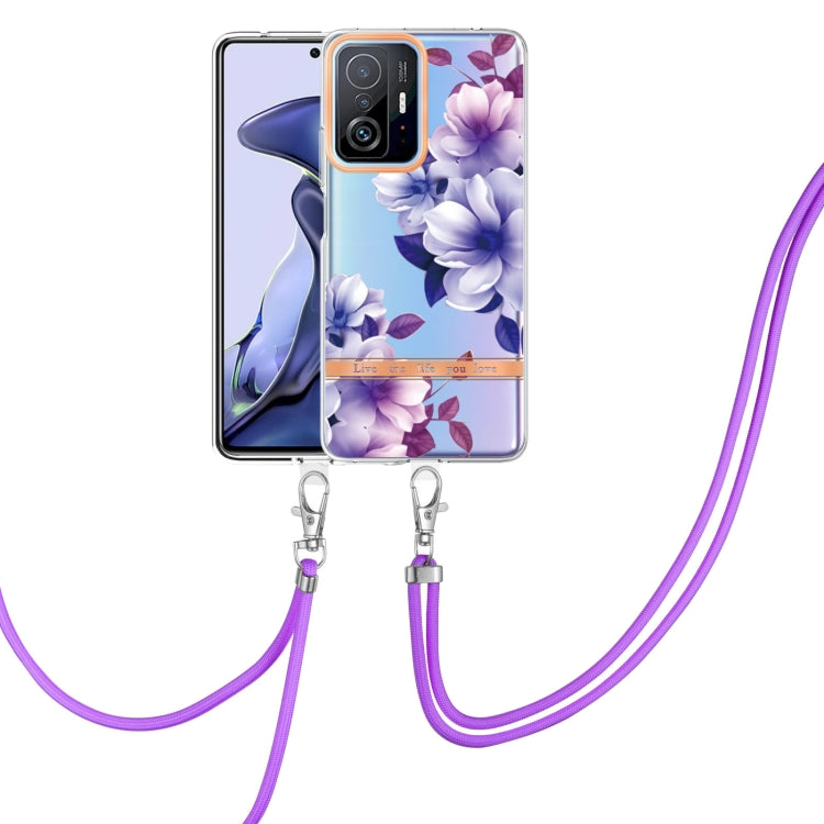 For Xiaomi Mi 11T Flowers Series TPU Phone Case with Lanyard