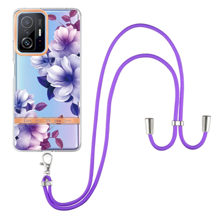 For Xiaomi Mi 11T Flowers Series TPU Phone Case with Lanyard