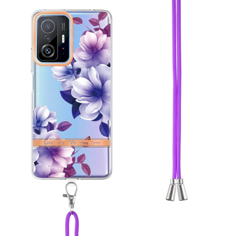 For Xiaomi Mi 11T Flowers Series TPU Phone Case with Lanyard