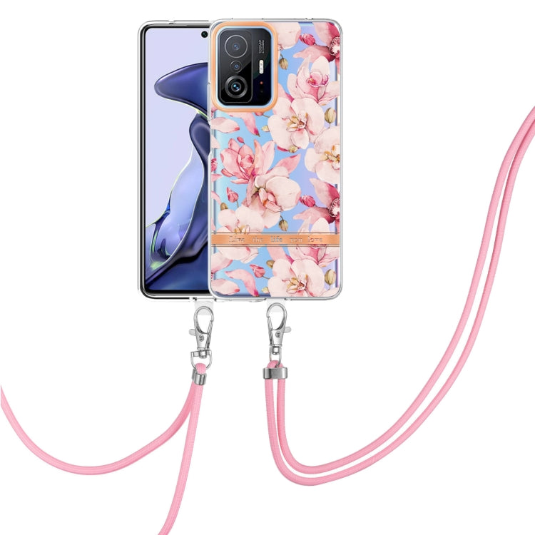 For Xiaomi Mi 11T Flowers Series TPU Phone Case with Lanyard