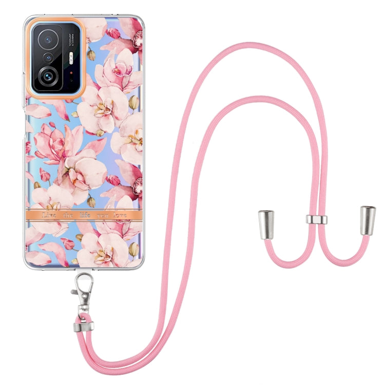 For Xiaomi Mi 11T Flowers Series TPU Phone Case with Lanyard